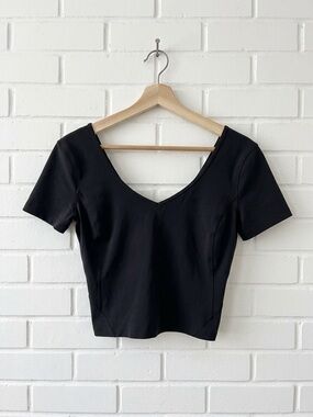 Lululemon Align Short-Sleeve Crop Top Black V-Neck Scoop Back